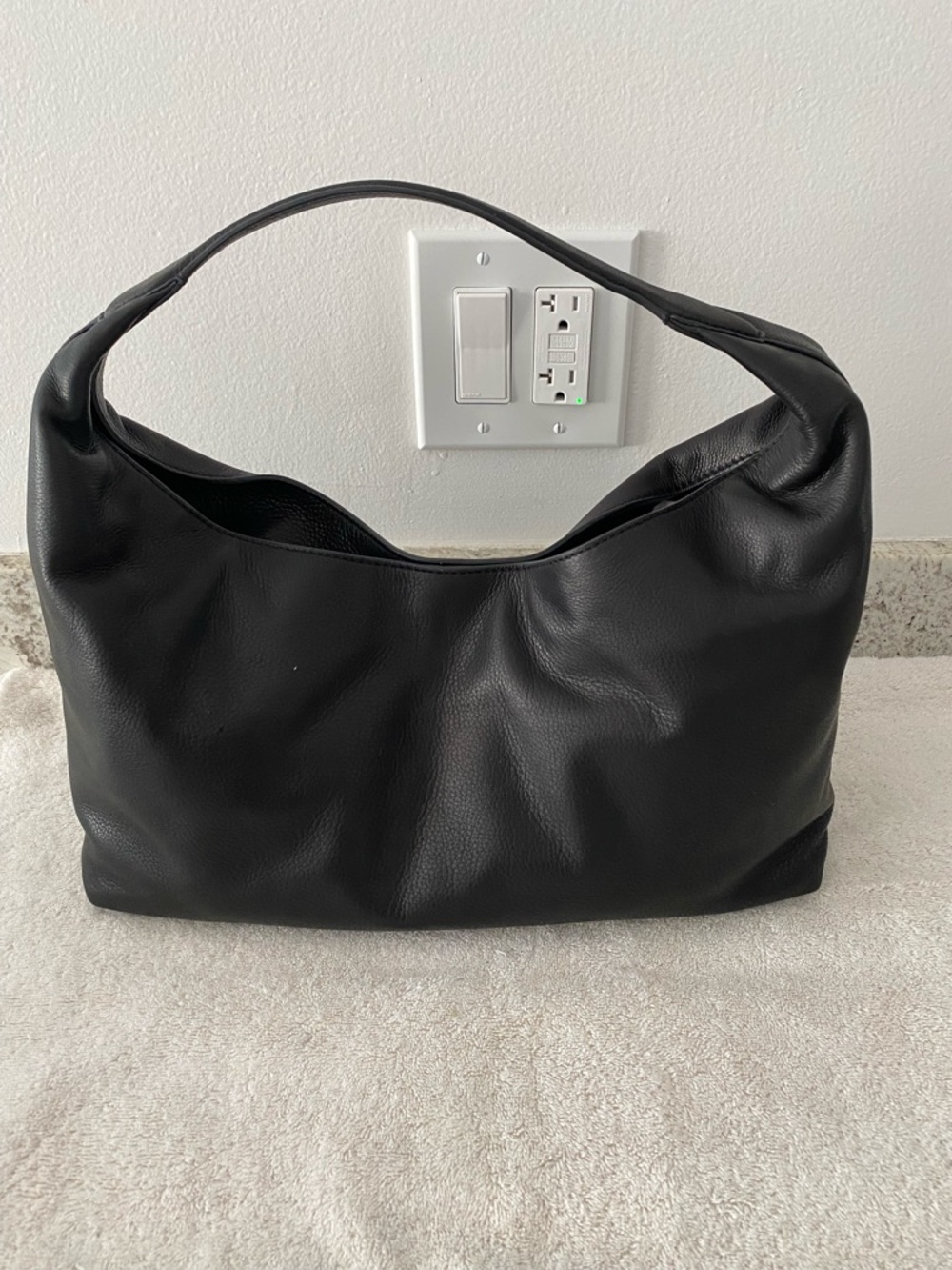 NWT MADEWELL MYLIE Black Leather shoulder bag tote. 15x9x4-1/2